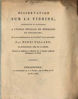 Dissertation sur la fibrine