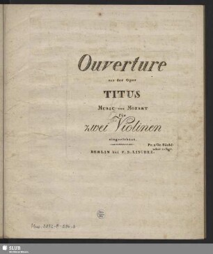 Ouverture aus der Oper Titus