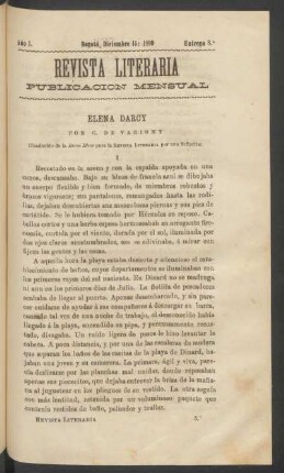 Elena Darcy : [Traducido de la "Revue Bleue" para la "Revista Literaria" por una señorita].