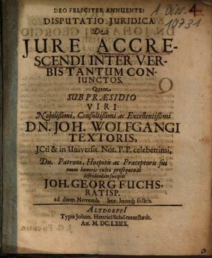 Disputatio Juridica De Jure Accrescendi Inter Verbis Tantum Coniunctos
