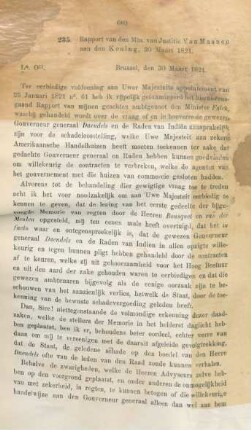 235. Rapport van den Min. van Justitie Van Maanen aan den Koning, 30 Maart 1821