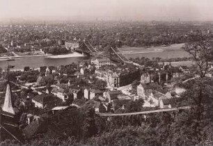 Dresden-Loschwitz : Dresden-Loschwitz. Blick von der 'Schönen Aussicht' auf Loschwitz, Blaues Wunder und Blasewitz