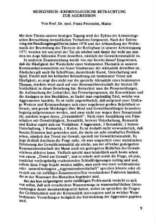 Medizinisch-kriminologische Betrachtung zur Aggression