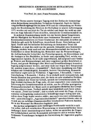 Medizinisch-kriminologische Betrachtung zur Aggression
