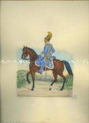 Uniformdarstellung, Leutnant des Garde-Reiter-Regiments zu Pferd, Sachsen, 1859.