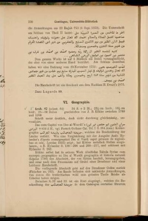 VI. Geographie. [8° Cod. Ms. arab. 87 - 4° Cod. Ms. arab. 92]