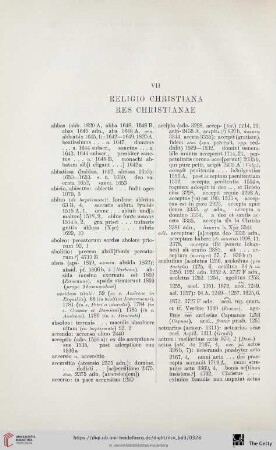 VII. Religio christiana. Res christianae