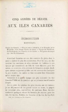 Cinq Années de séjour aux Iles Canaries