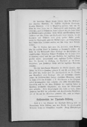 Kassenberichte der Theobald=Stiftung.