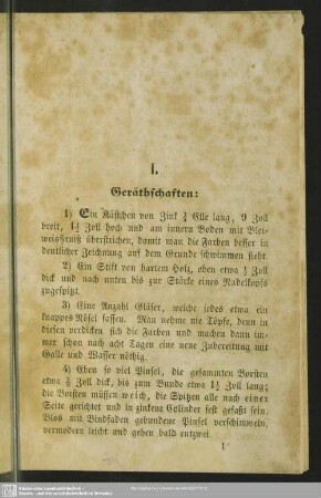 I. Geräthschaften