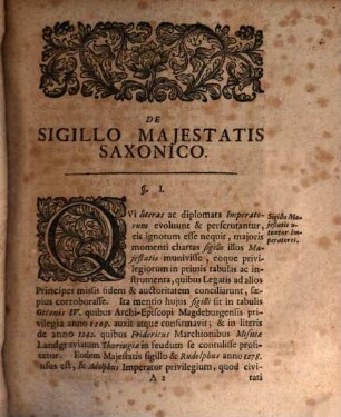 Observationes Jvris Pvblici De Sigillo Majestatis Saxonico