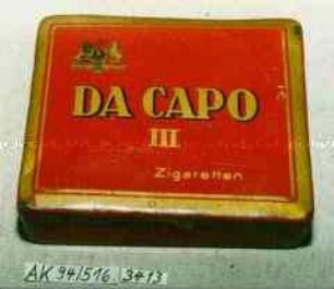Blechdose für 100 Stück "DA CAPO III Zigaretten"
