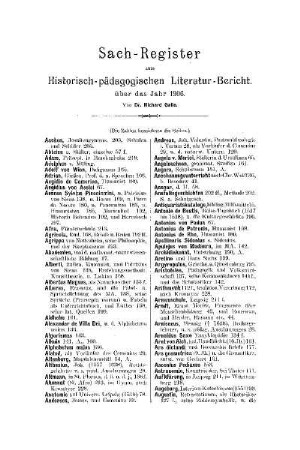 Sach-Register zum Historisch-pädagogischen Literatur-Bericht : über das Jahr 1906