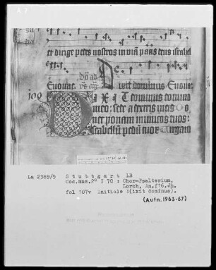 Chor-Psalterium (Benediktinerhandschrift) — Initiale D(ixit dominus), Folio 107versp