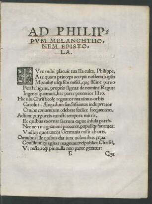 Ad Philippum Melanchthonem Epistola.