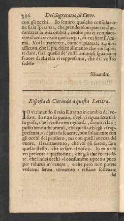 Risposta di Clorinda a questa Lettera.
