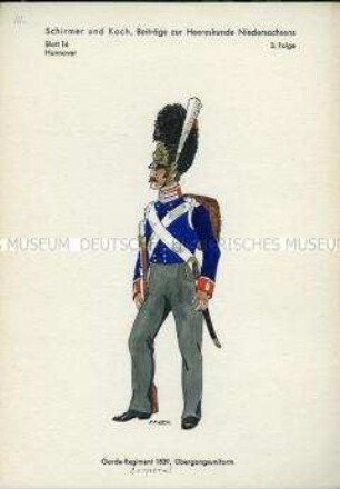 Uniformdarstellung, Korporal des Garde-Infanterie-Regiments, Königreich Hannover, 1839.