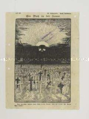 Britisches Abwurfflugblatt mit antideutscher Karikatur (Soldatenfriedhof)