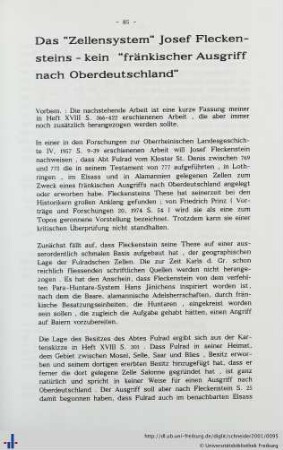 Das "Zellensystem" Josefs Fleckensteins - kein "fränkischer Ausgriff nach Oberdeutschland".