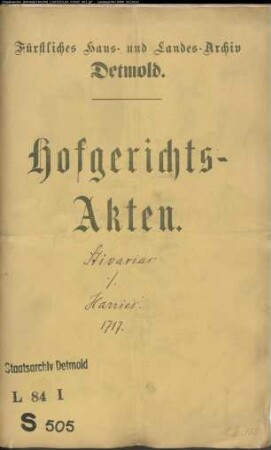 Stivarius, Dr., Christian Böger und Kons. zu Alverdissen gegen Kornschreiber Harries - Verkaufte und verpfändete Länderei bei Alverdissen