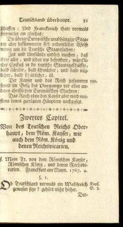 Zweytes Capitel. Von des Teutschen Reichs Oberhaupt, ...