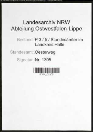 Sterberegister Standesamt Oesterweg