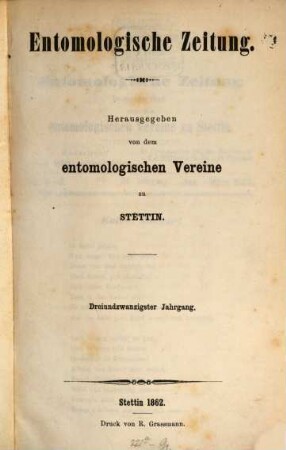 Entomologische Zeitung. 23. 1862