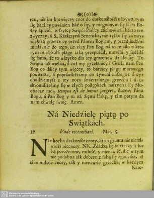 Ná Niedzielę piątą po Swiątkách