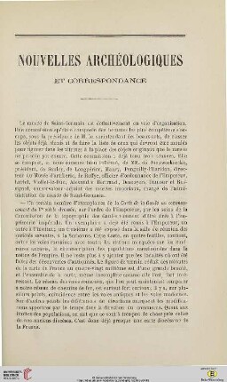 Nouvelles archéologiques et correspondance