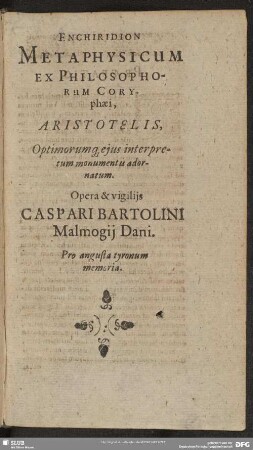Enchiridion Metaphysicum ...