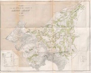 Kaart van het terrein de oorlogs in Groot-Atjeh in 1876