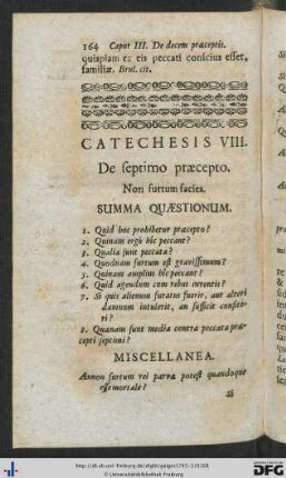 Catechesis VIII. De septimo praecepto.