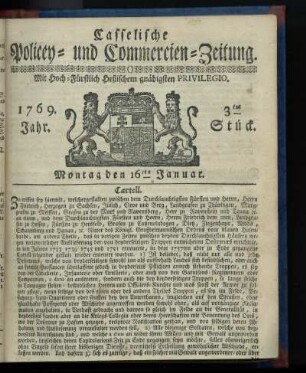 3tes Stueck, Montag den 16ten Januar 1769