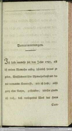Vorerinnerungen