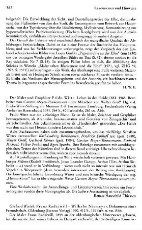 Wietek, Gerhard :: Franz Radziwill - Wilhelm Niemeyer, Dokumente einer Freundschaft : Oldenburg, Isensee, 1990