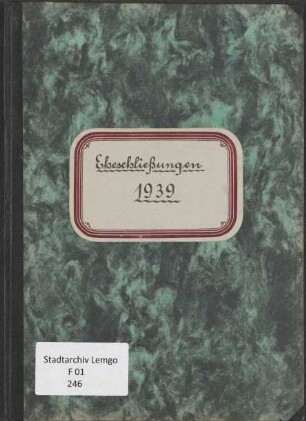 Namensverzeichnis Heiratsregister Lemgo 1939