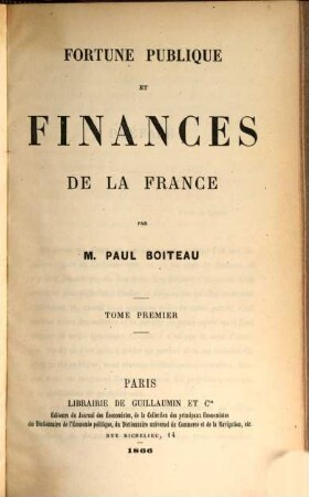 Fortune publique et finances de la France. 1