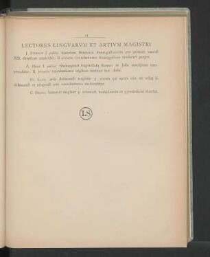 Lectores Lingvarvm Et Artivm Magistri