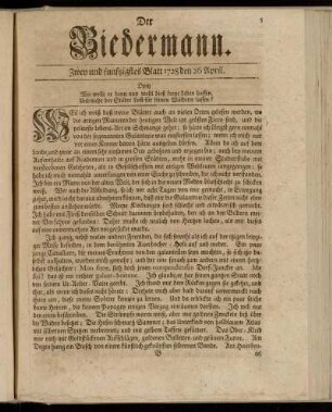 Zwey und funftzigstes Blatt 1728 den 26 April