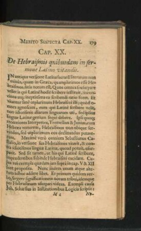 Cap. XX. De Hebraismis quibusdam in sermone Latino vitandis.