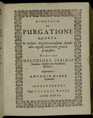 Disputatione De Purgatione Quarta: