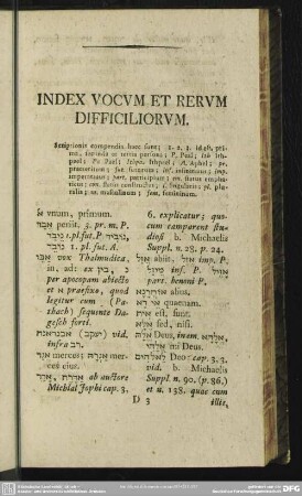 Index Vocum Et Rerum Difficiliorum
