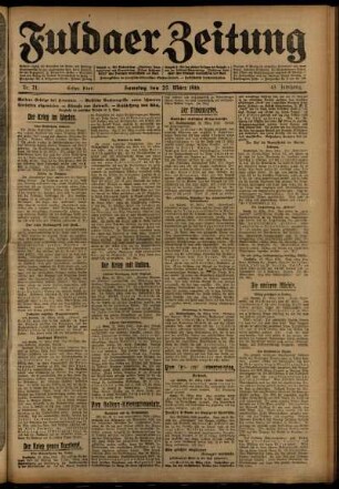 Erste Ausgabe vom Samstag, den 25. März 1916.