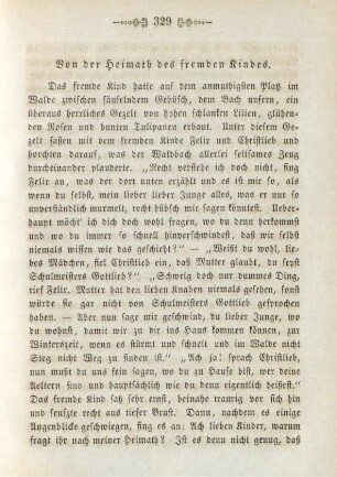 Von der Heimath des fremden Kindes