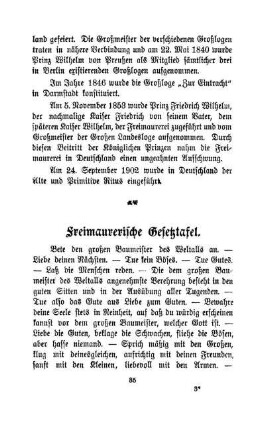 Freimaurerische Gesetztafel
