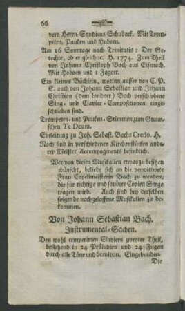 Von Johann Sebastian Bach