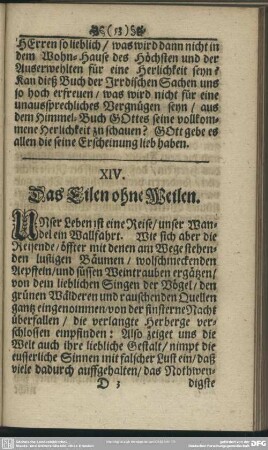 XIV. Das Eilen ohne Weilen