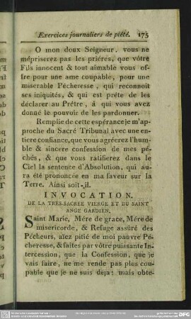 Invocation De La Tres-Sacree Vierge Et Du Saint Ange Gardien