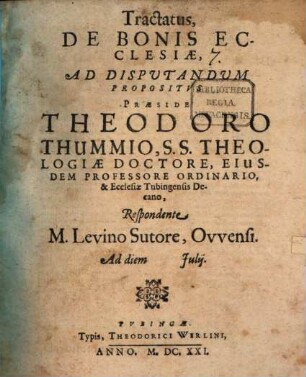 Tractatus De Bonis Ecclesiae