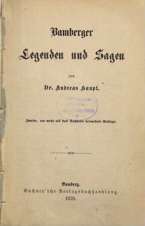 Bamberger Legenden und Sagen